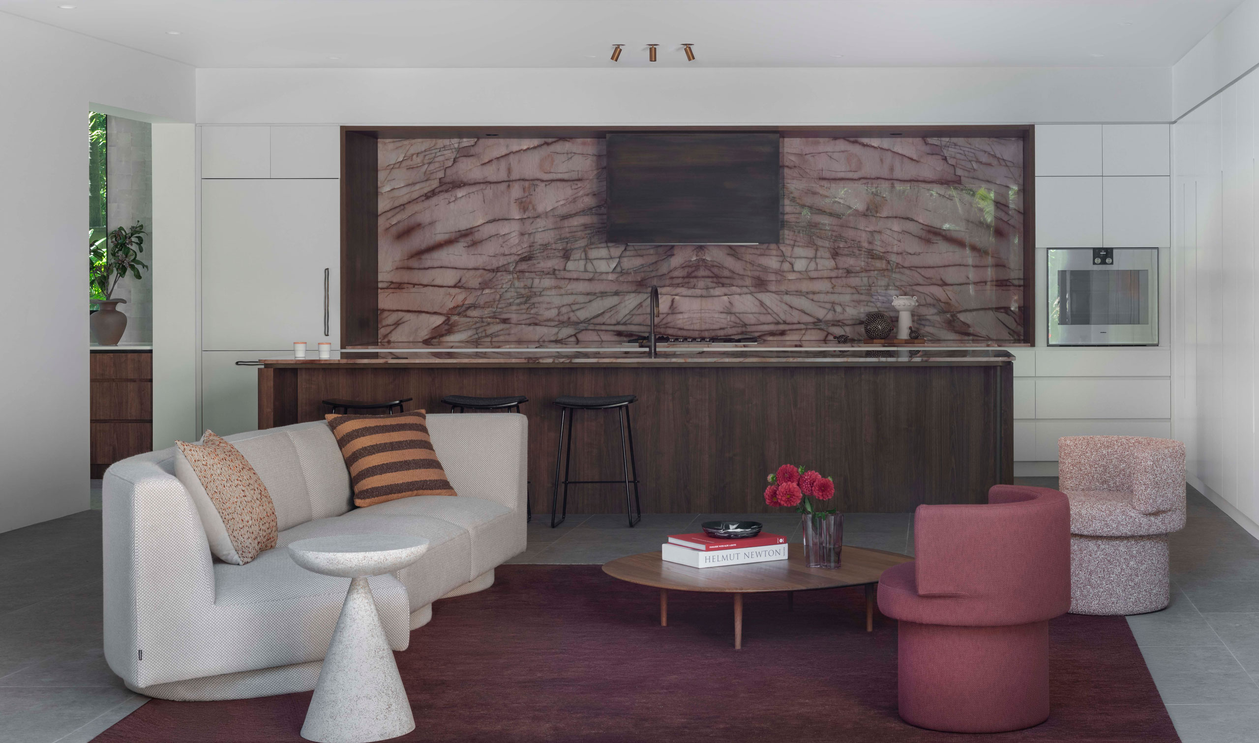 C4 House Vaucluse marble kitchen & timber island bench