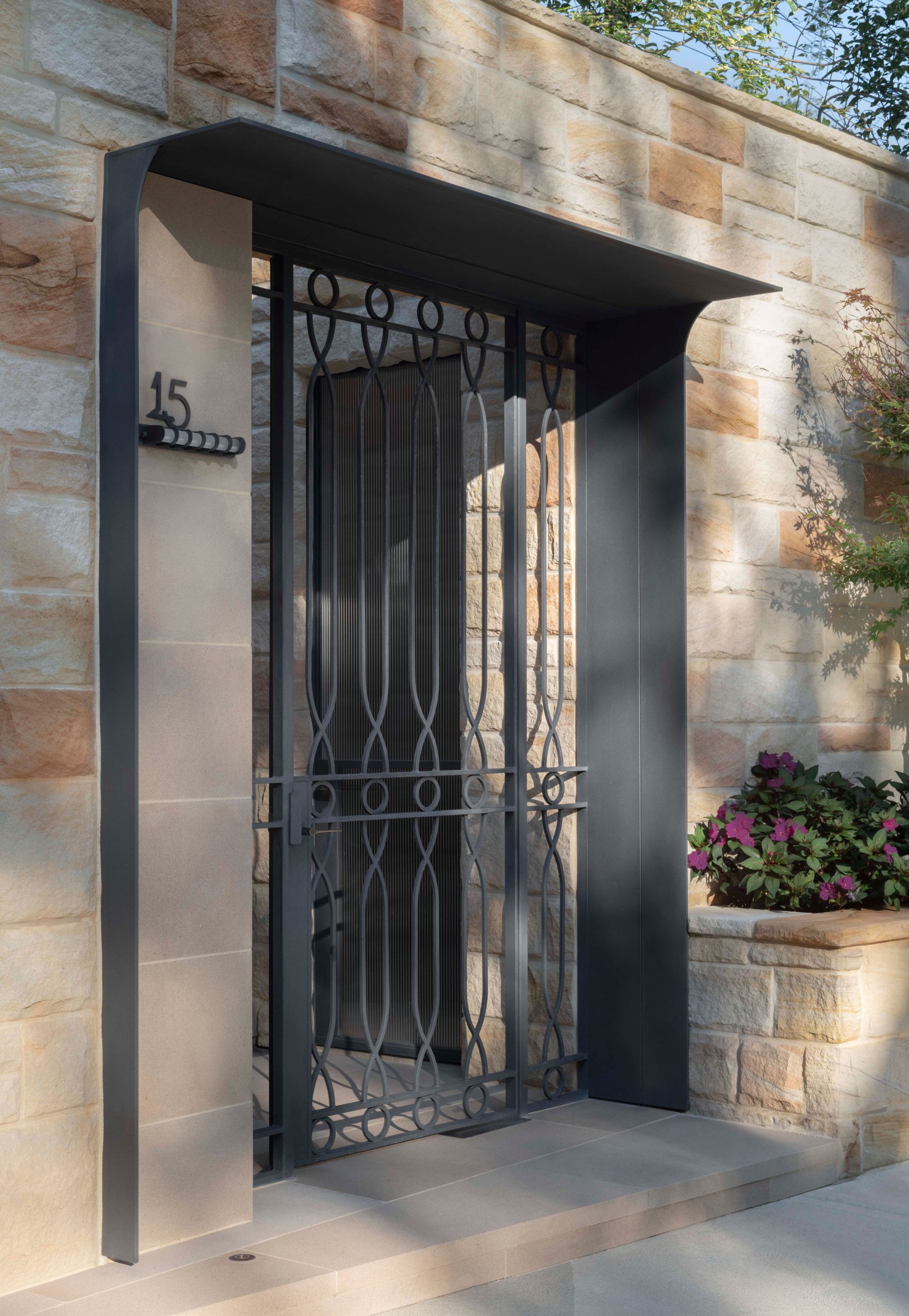 C4 House Vaucluse - stone & wrought iron entry gate