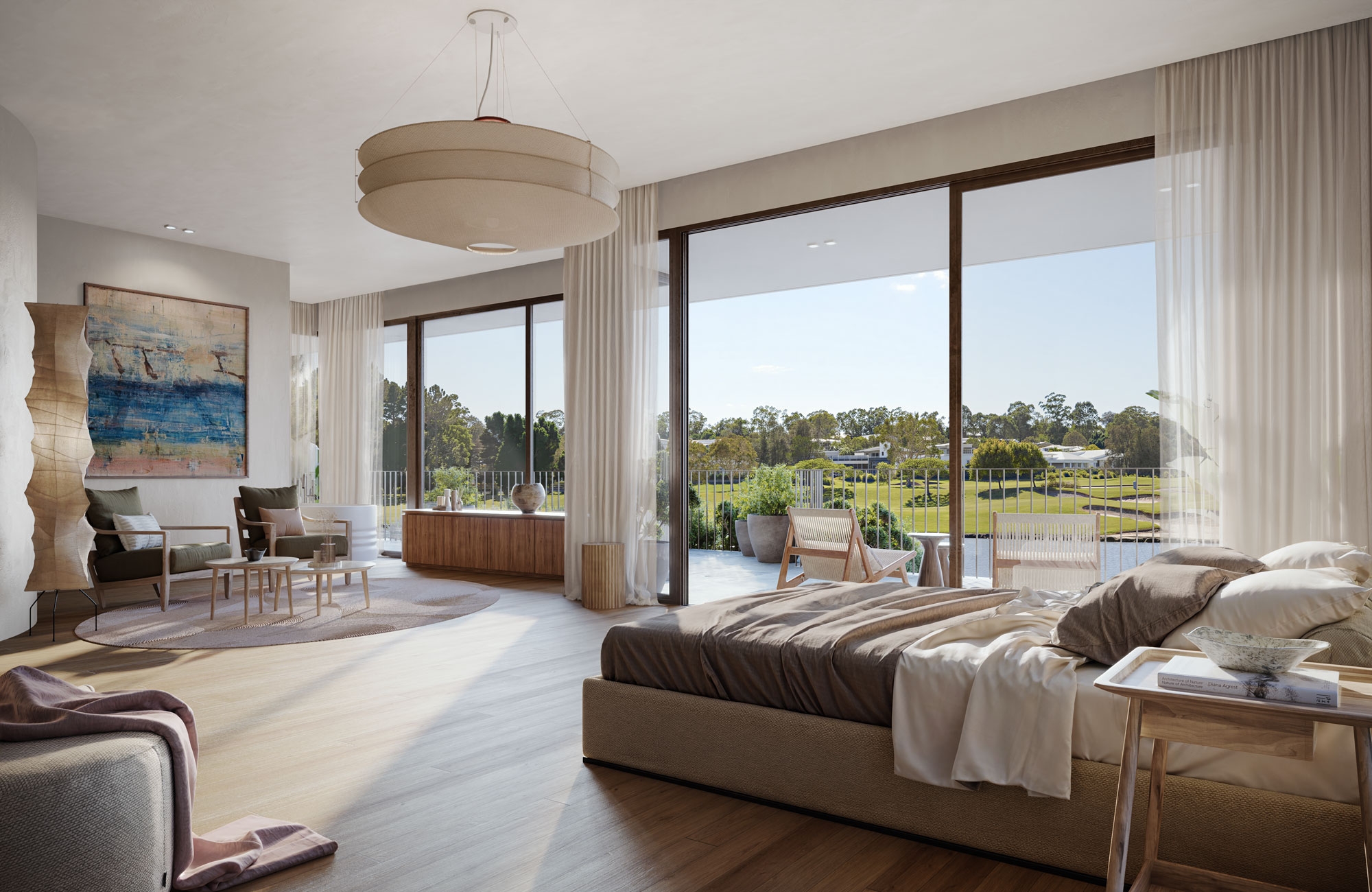 Campbell Architecture N3 HOUSE Gold Coast - resort home gold coast queensland calm master bedroom suite golf estate